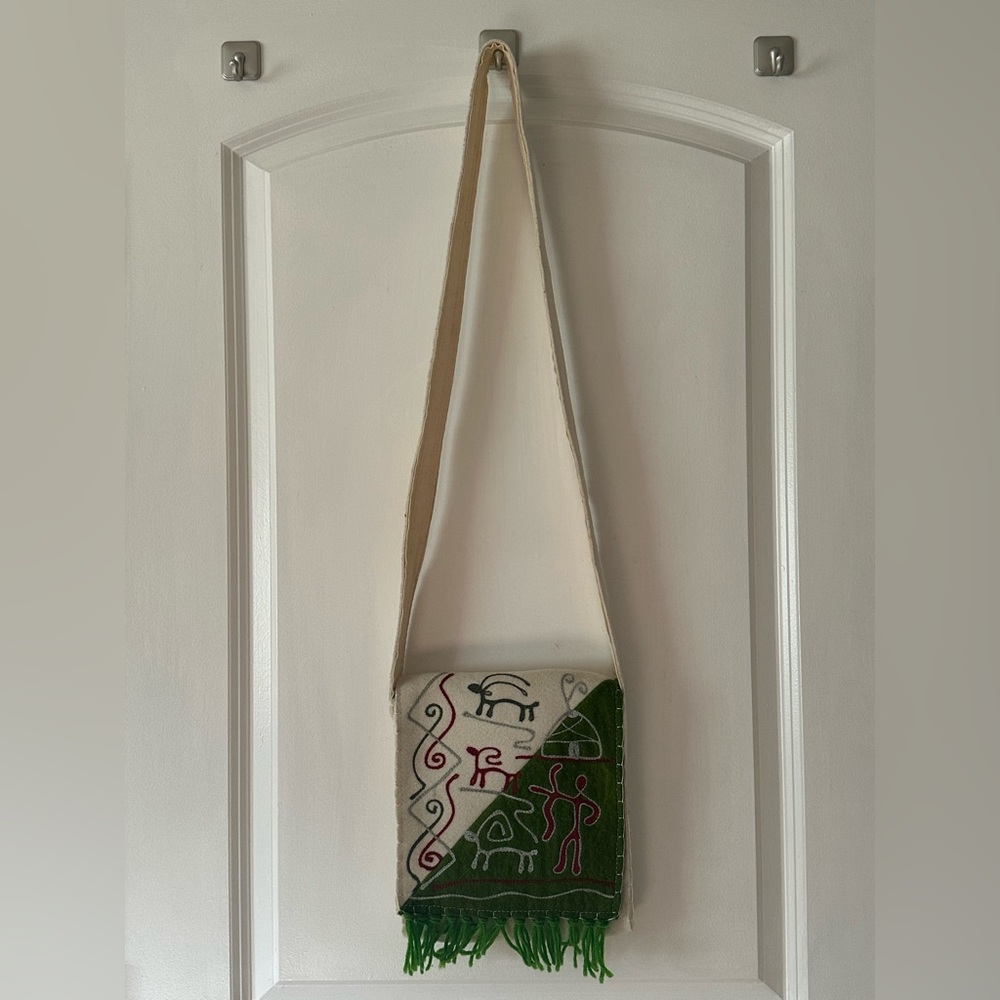 Handmade Wool Crossbody Bag Kyrgyz Tribal